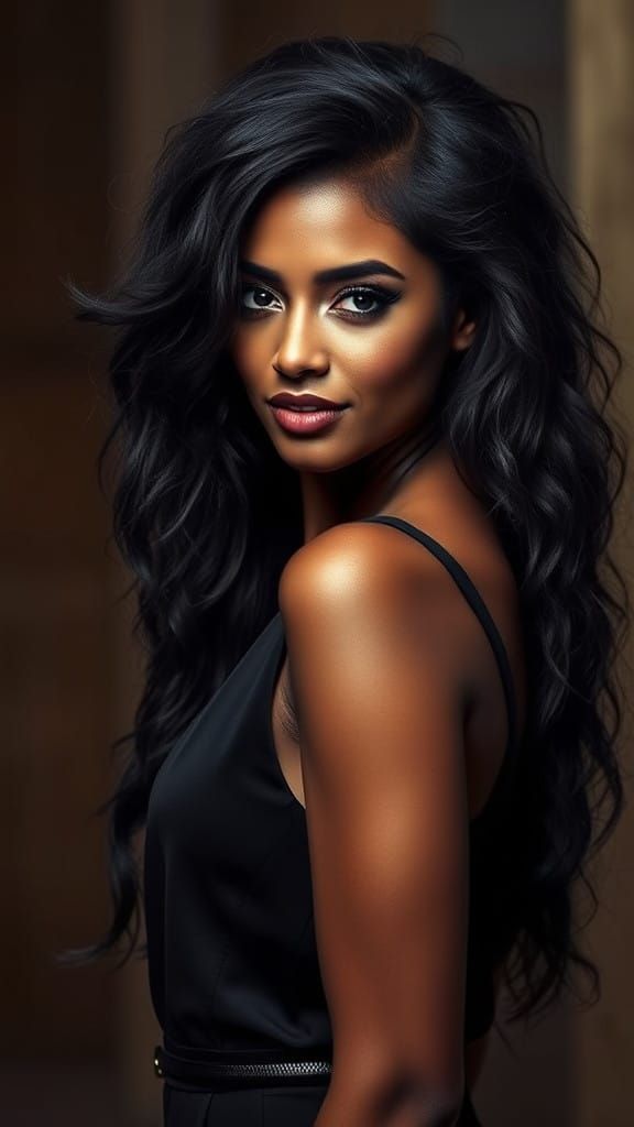 Sultry Noir Goddess in Monochrome Elegance