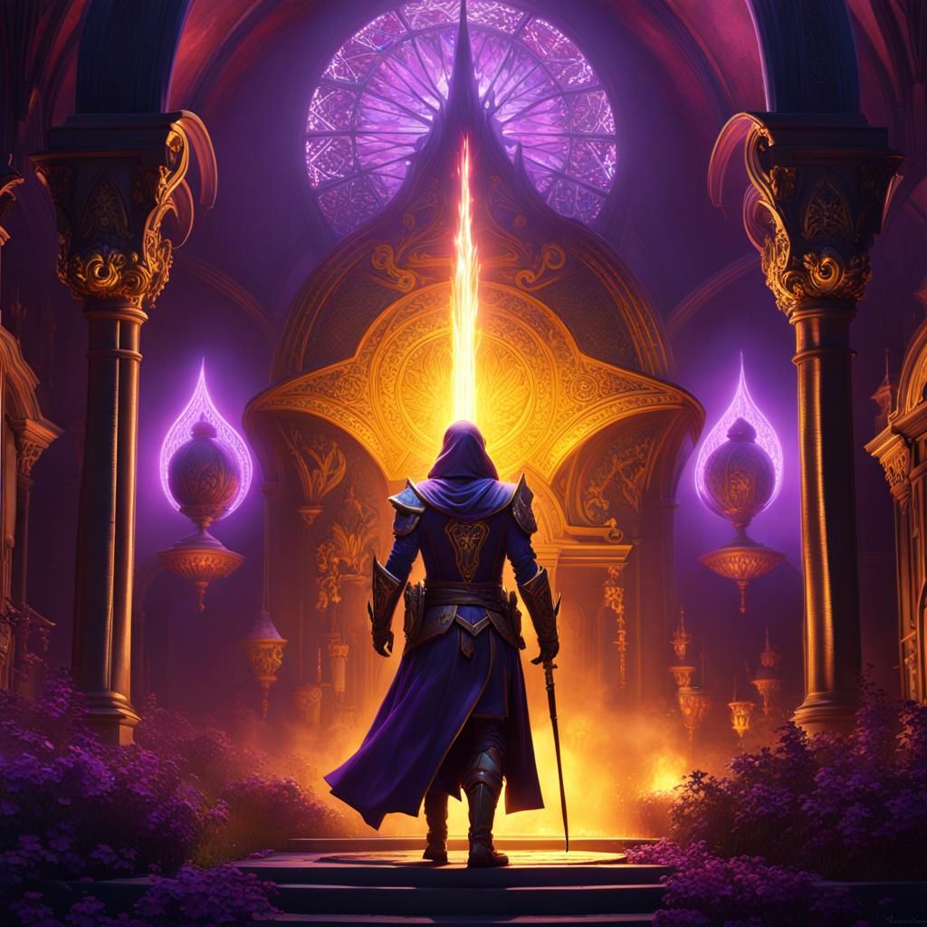 Epic Magic War Scene in Dark Fantasy Style