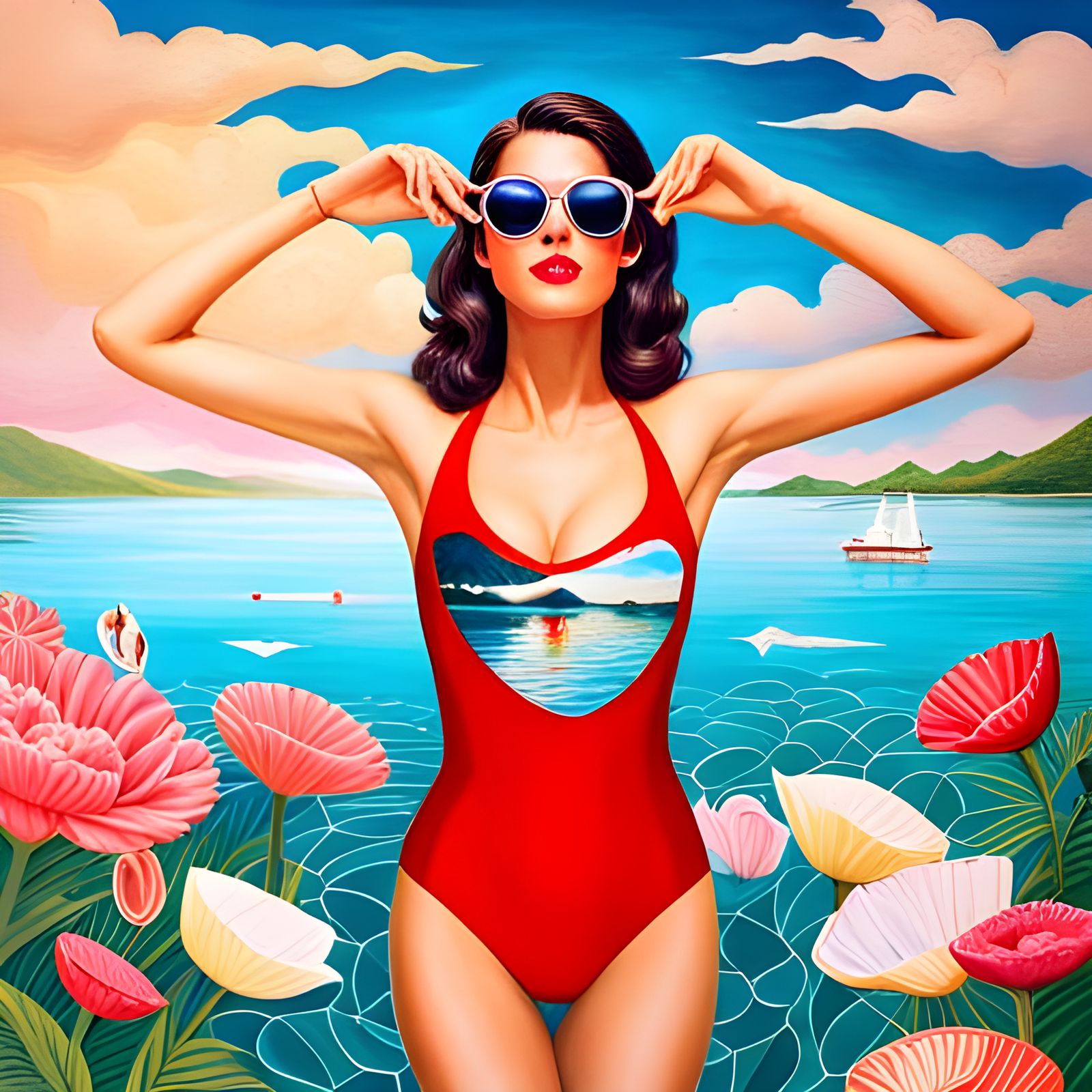 Subdued Photo of Woman Floating in Water