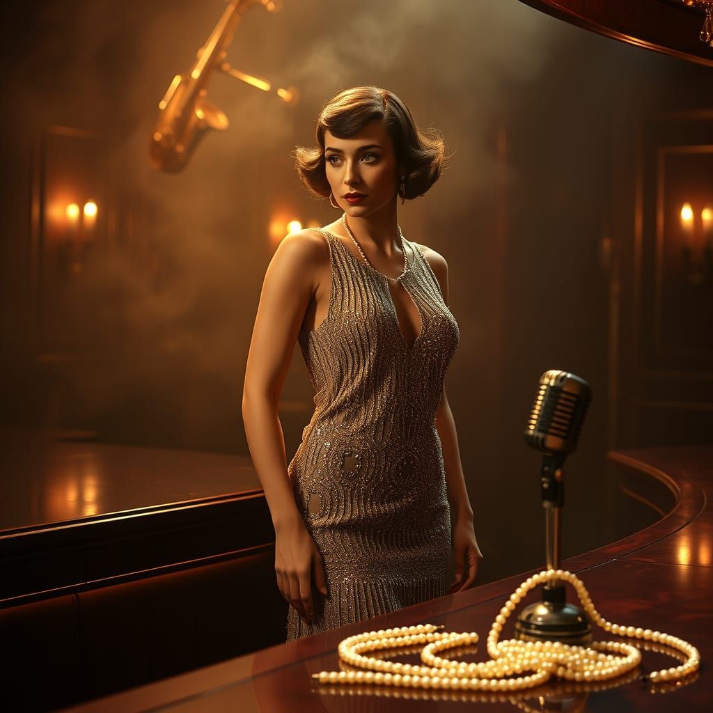 1920s Lounge Singer in Digital Art Style