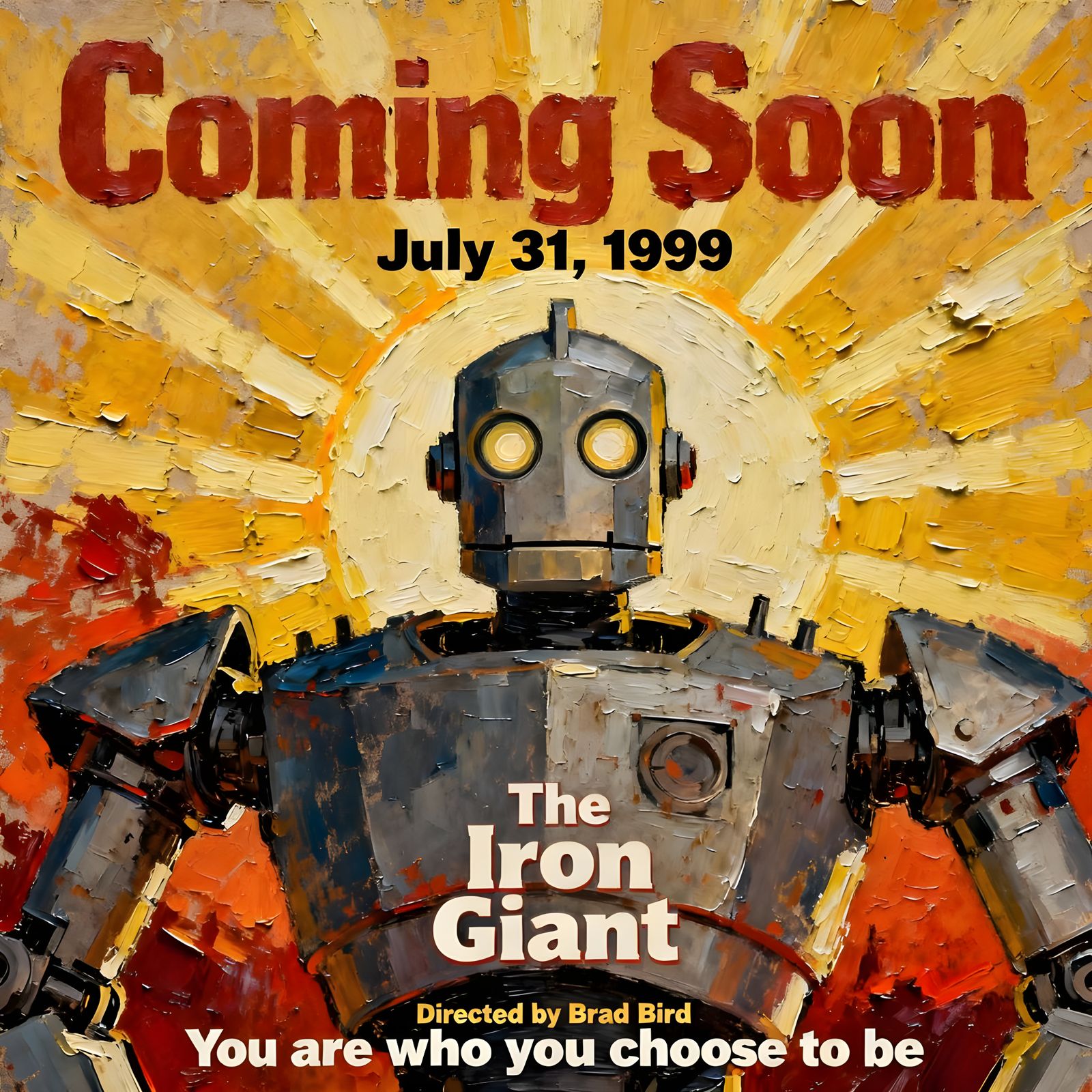 The Iron Giant Movie Poster in Soviet Propaganda Style