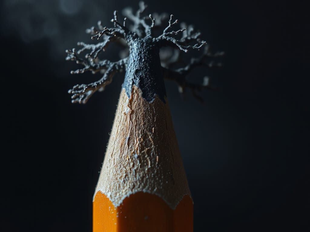 Pencil Transforms Into Towering Graphite Tree