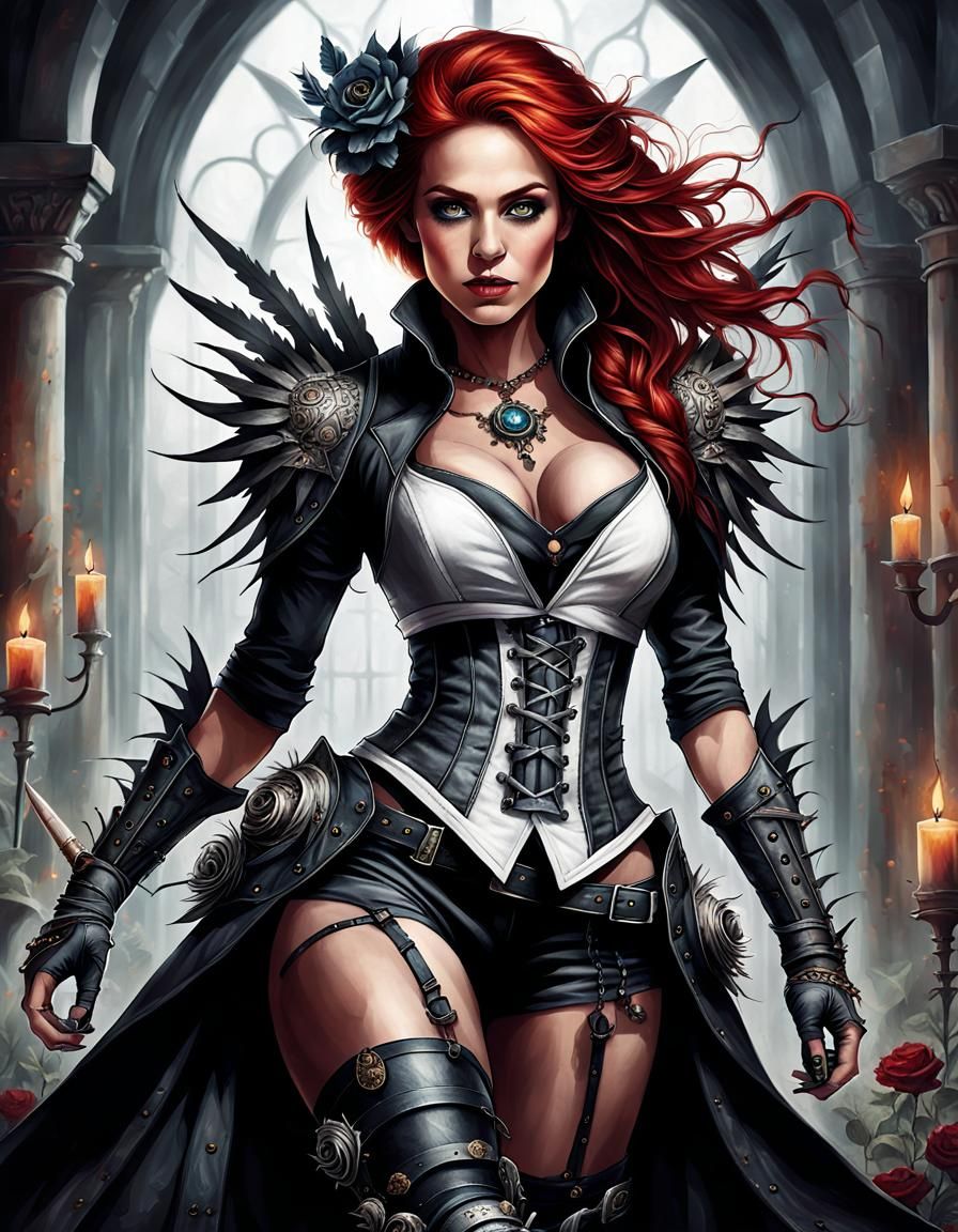 Beautiful necropunk women