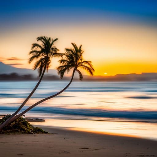 Sunset Beach with Dolphins: Professional Photography