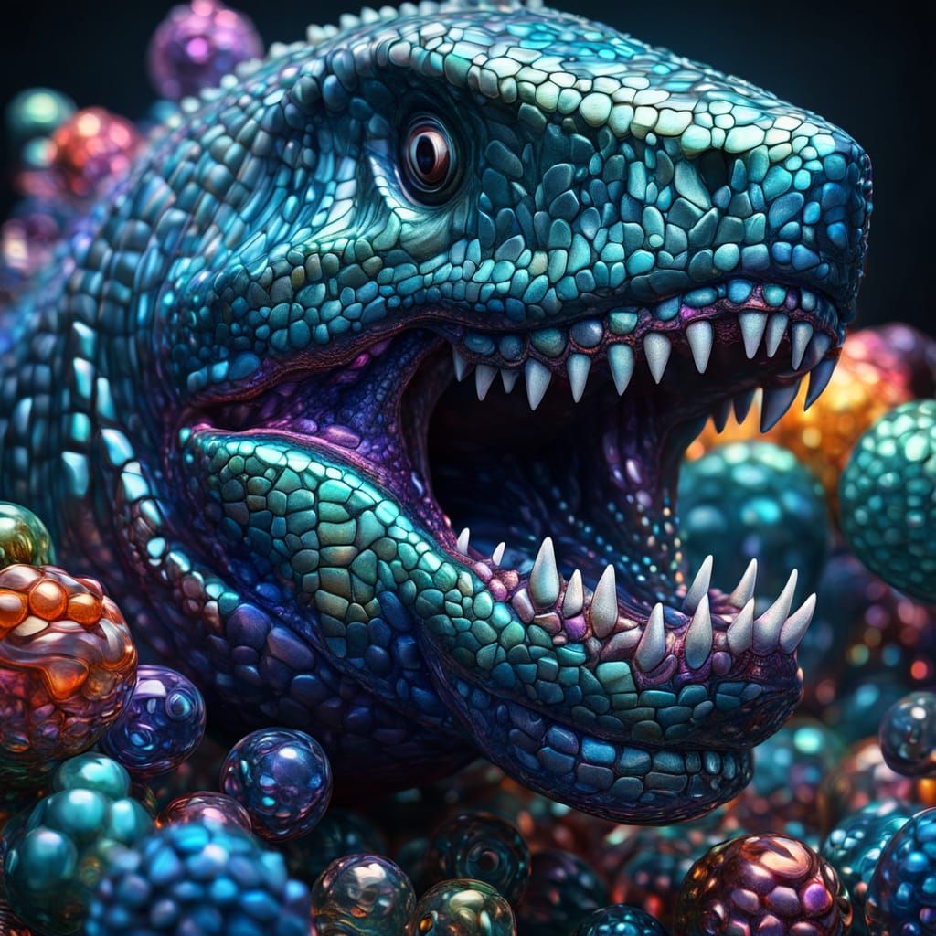 Megalodon Bead Statue in Surreal Macro Photography