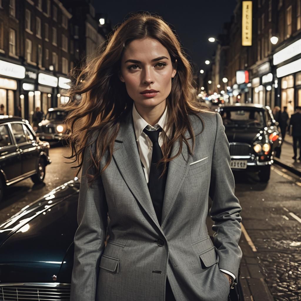 London Soho Nightlife: Woman in Suit, Vintage Style