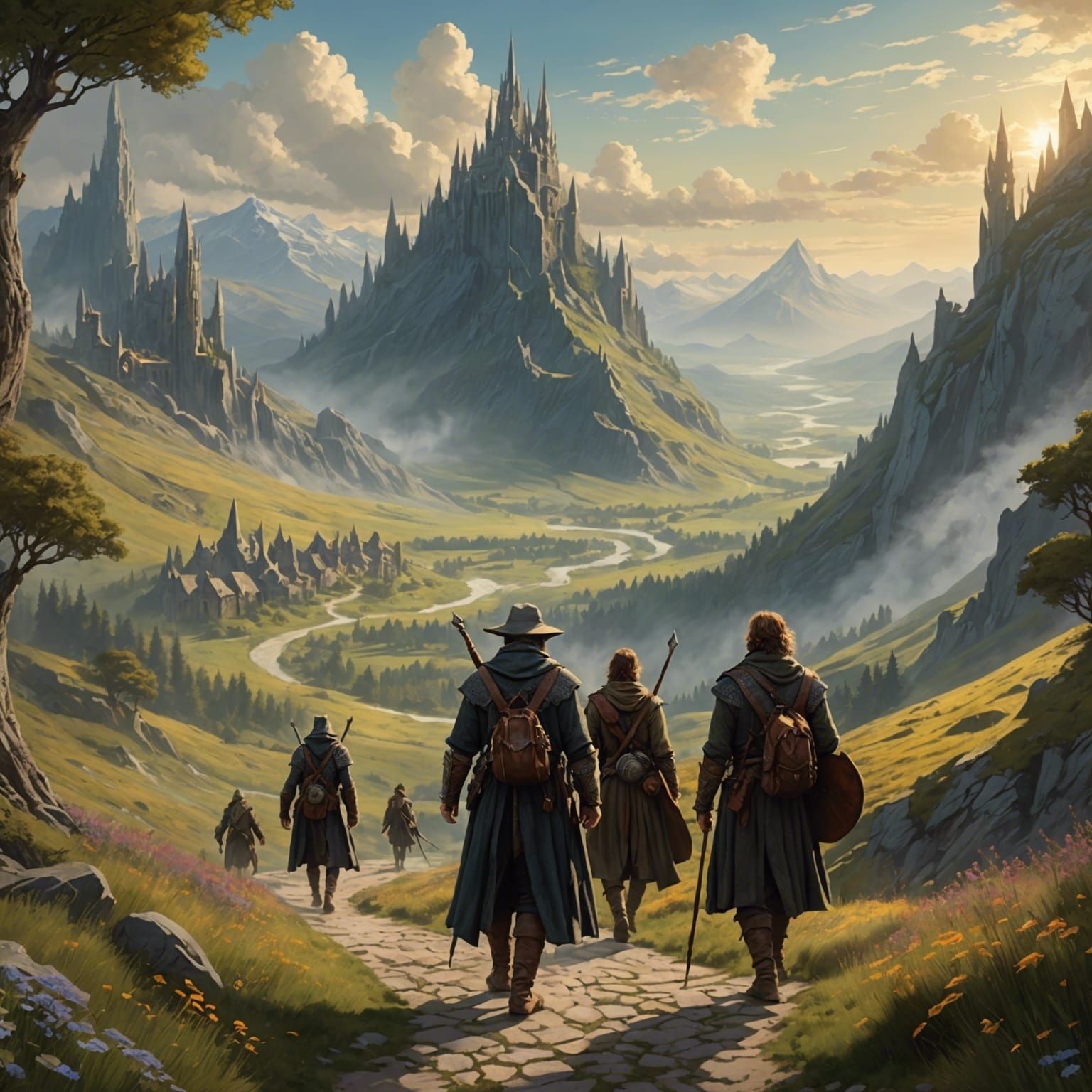 Fantasy Adventurers Journey Through LOTR Landscape