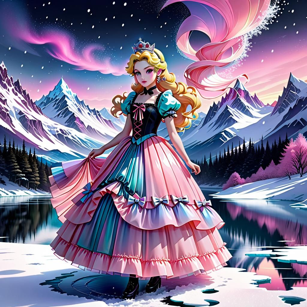 Princess Peach: Gothic Harajuku Fashion Sketch