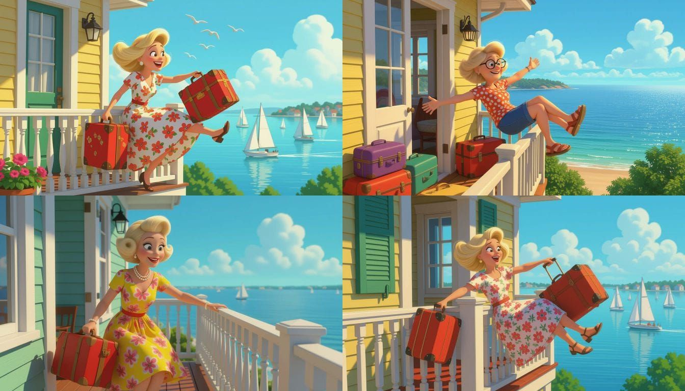 Pixar Style: Woman and Luggage Fall From Balcony