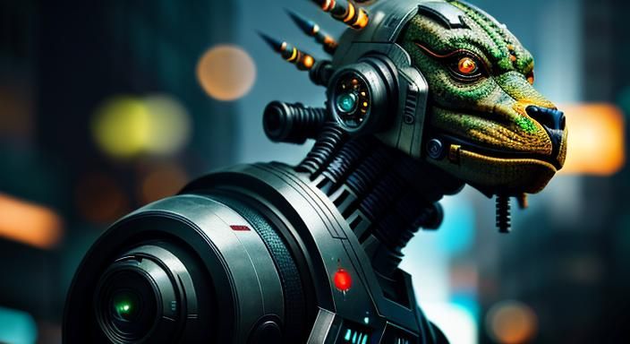 Star Wars Cyborg Creature in Dystopian Cityscape