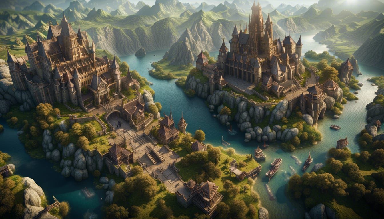 Epic Fantasy Kingdom Aerial View in Unreal Engine