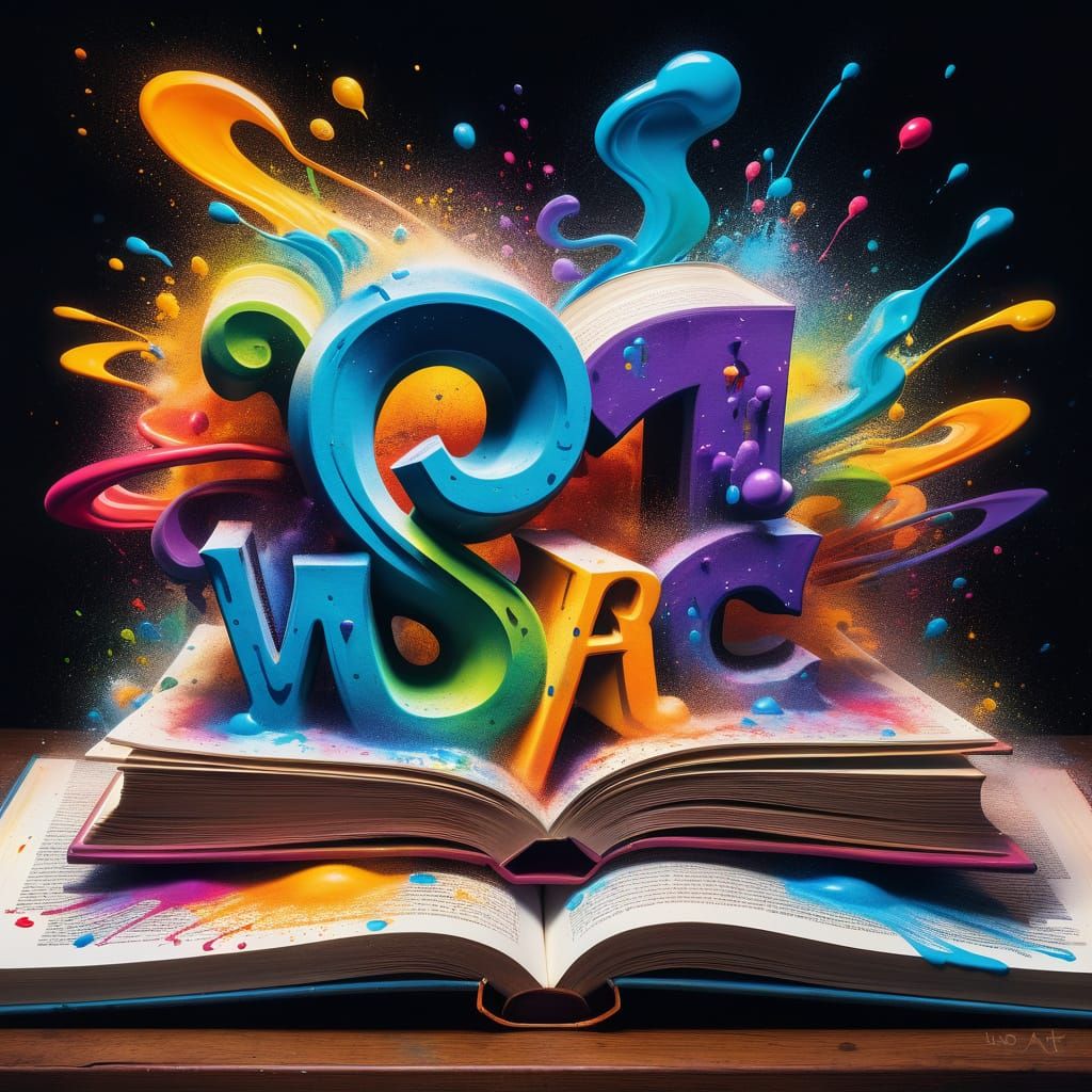Colorful Magic Book in Graffiti Art Style