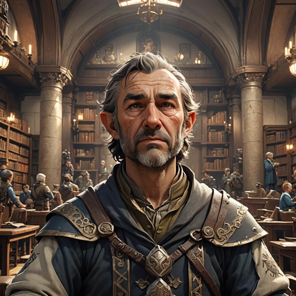 Halfling Shepherd in Council Room: 3D Anime Art