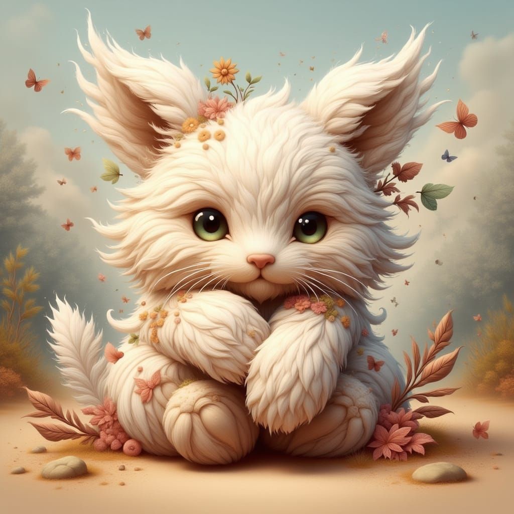 Adorable Fluffy Companion in Pastel Colors