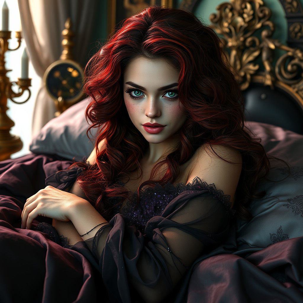 Enchanting Siren in Gothic Bedroom: Matte Painting