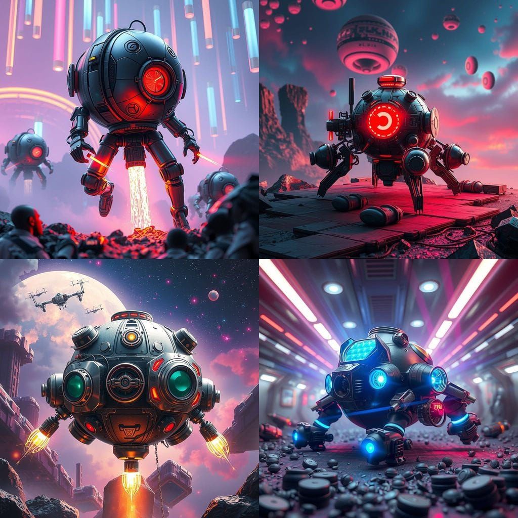 Hi-Tech Minelaying Orb Drone in Detailed Matte Style