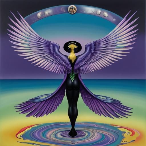 Dreamlike Figure in Surrealist Vortex of Color