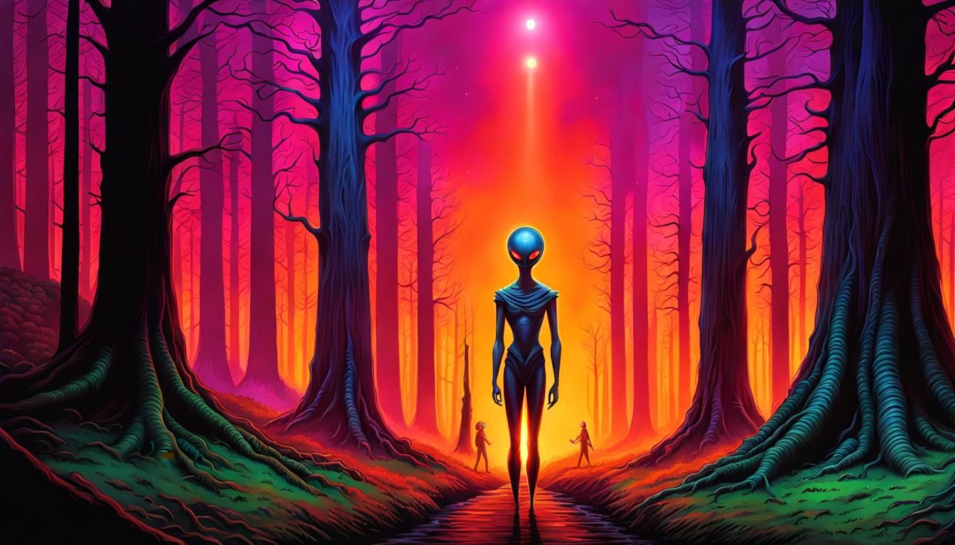 Flatwoods Monster: Hyperdetailed Horror in Neon Colors