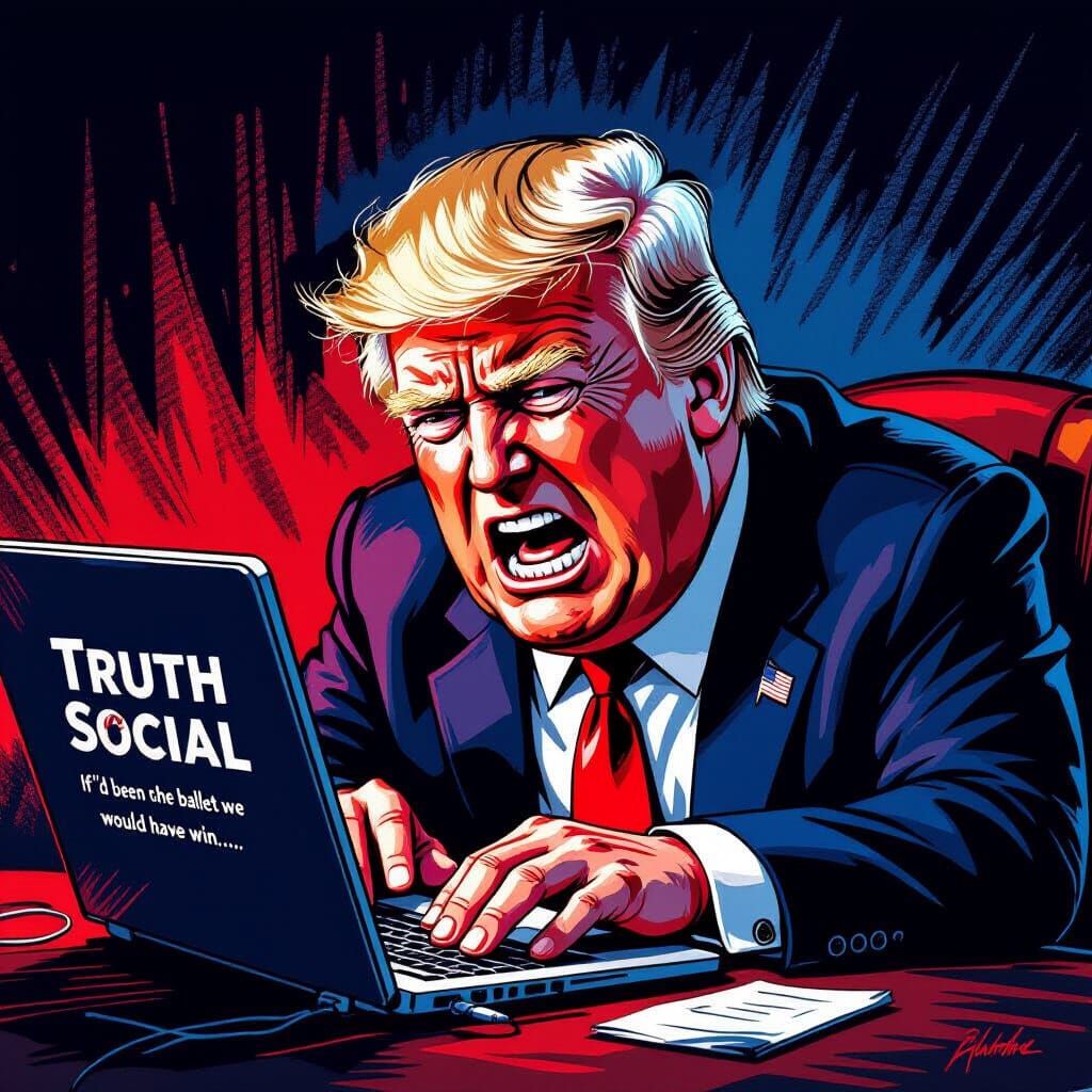 Angry Trump Typing Explanation of Election Losses