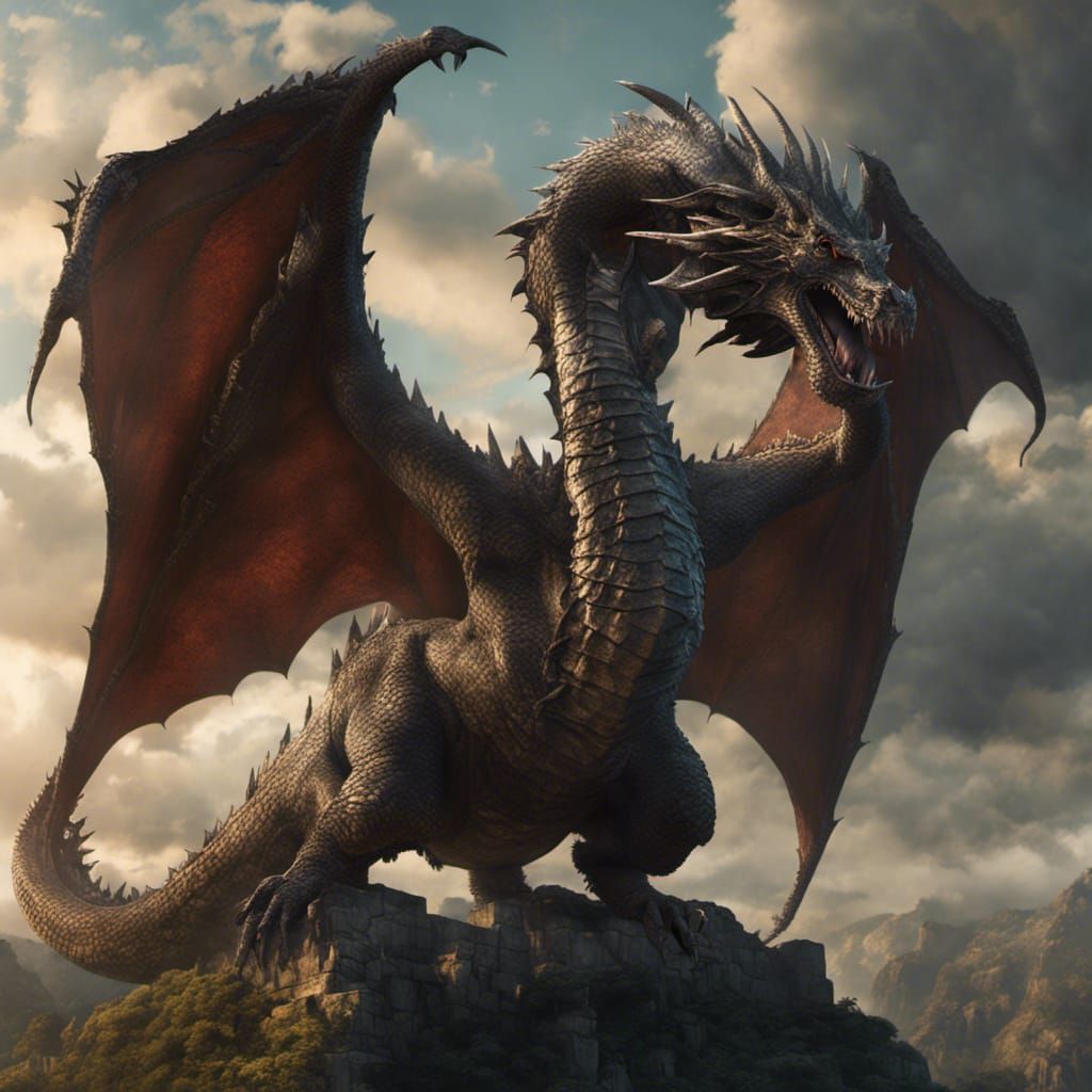 Epic Medieval Dragon in Digital Matte Painting