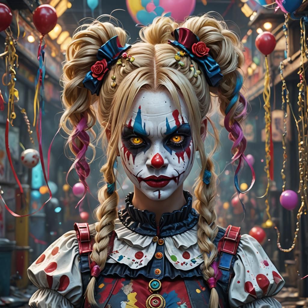 Psycho Punk Clown Princess in Detailed Matte Painting