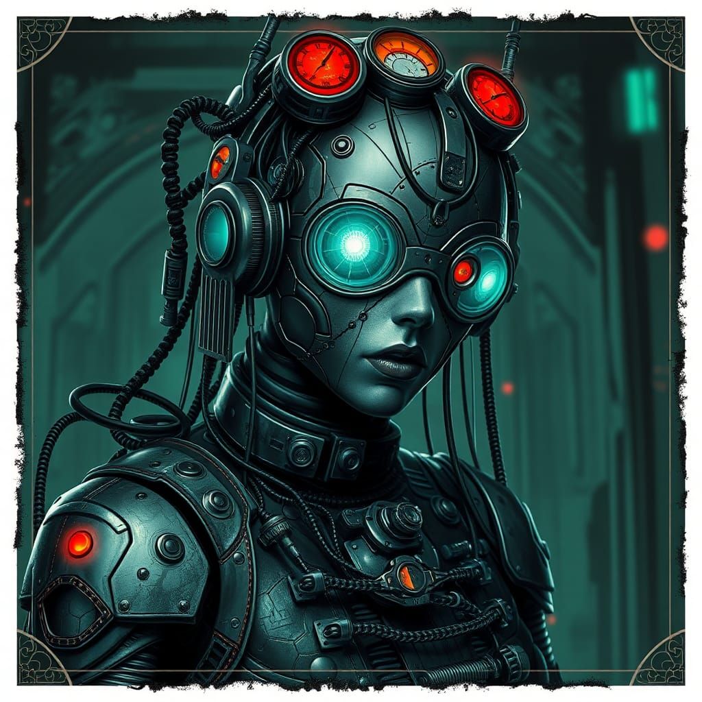 Gothic Cyberpunk Steampunk Cybernetic Figure