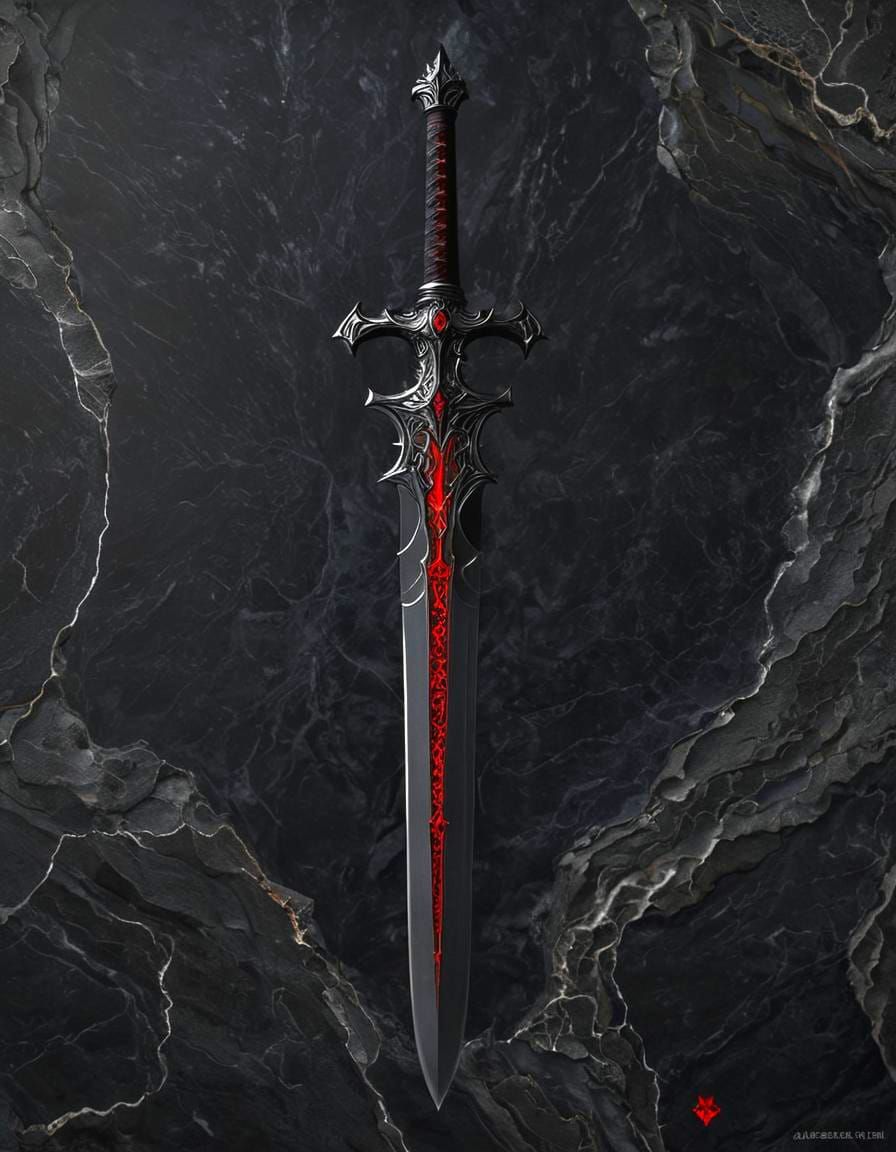 Vampiric Warrior Sword with Eldritch Carvings