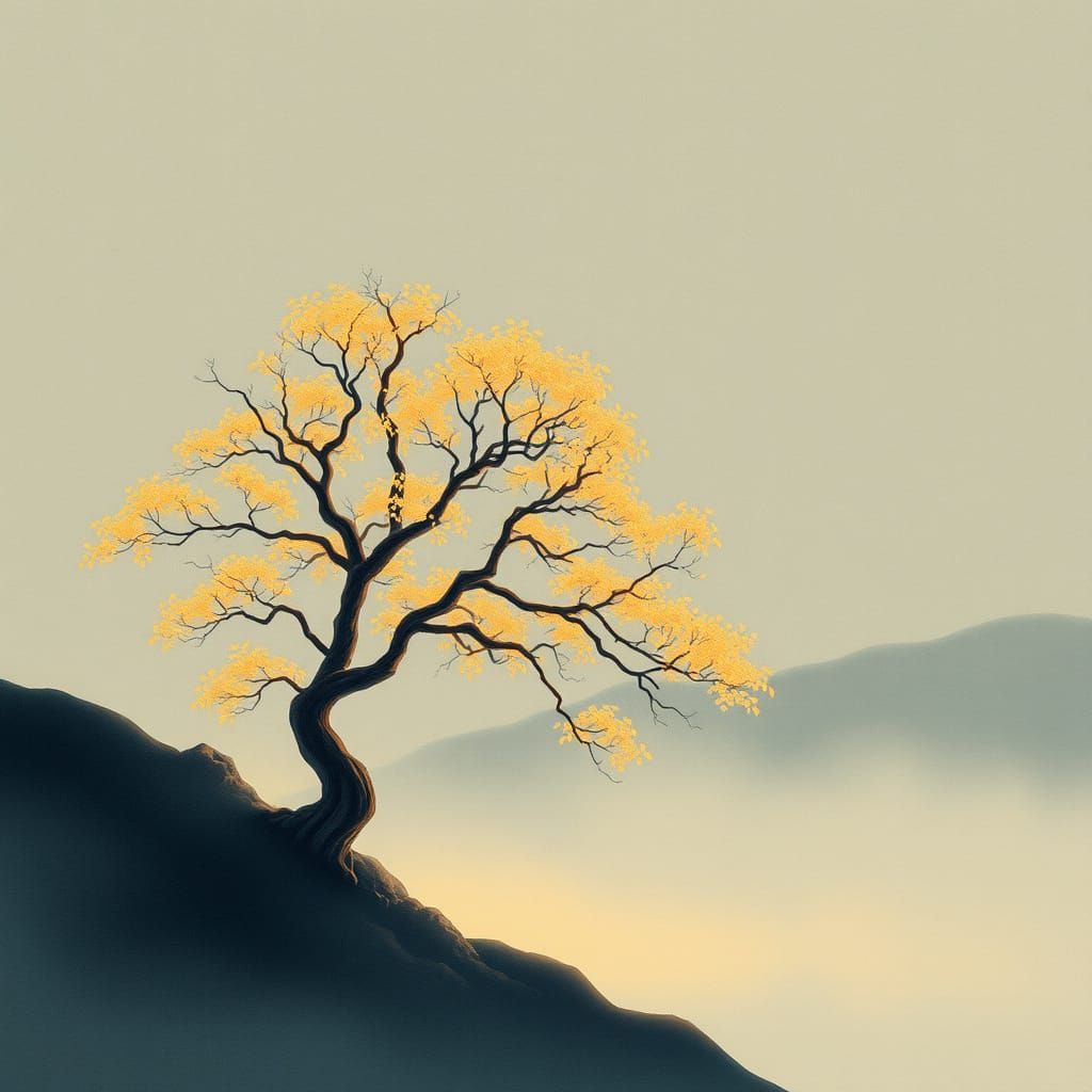 Morning Mist on a Lone Pine, Faintly Seen Through a Misty Ja...