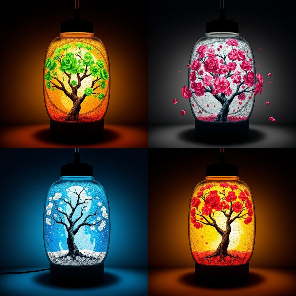 Four Seasons Magic Lamps in Graffiti Art Style