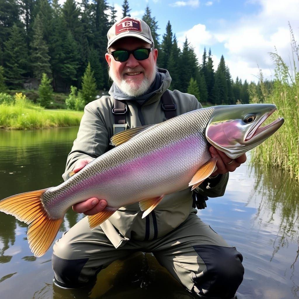 Caught salmon