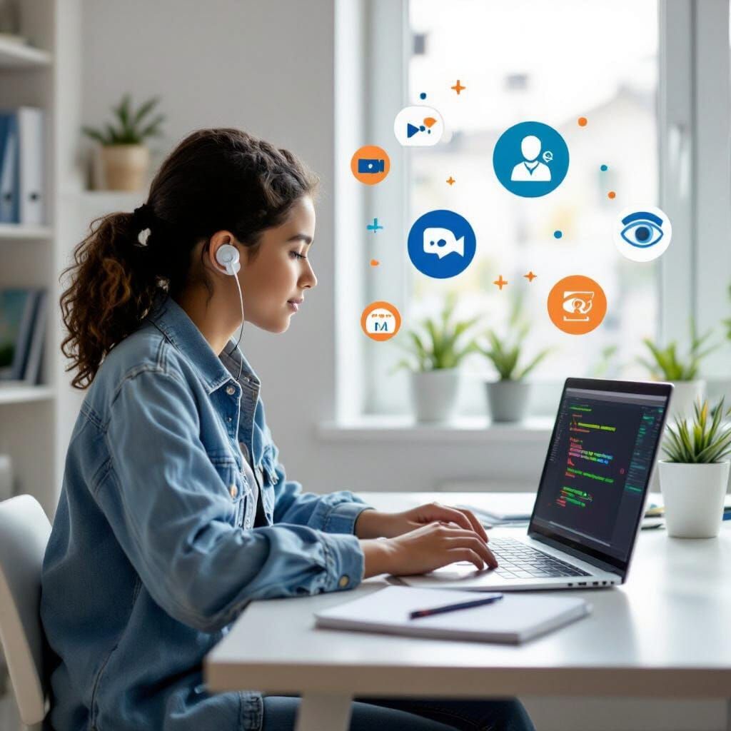 Student with Hearing Aid in Cinematic Still