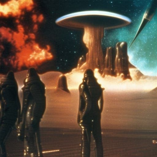 Retro Sci-Fi Scene in 1970s Style