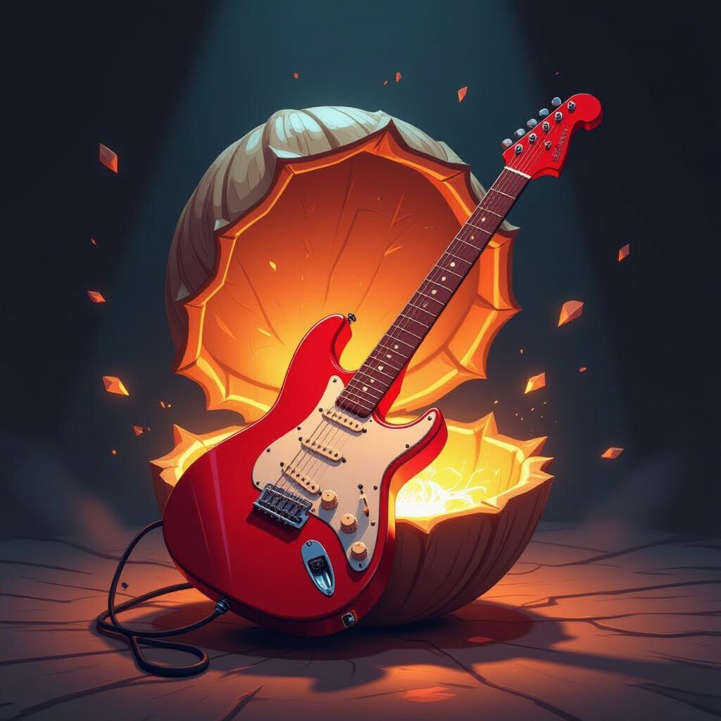 Anthropomorphic Nutshell Plays Electric Guitar with Glowing ...