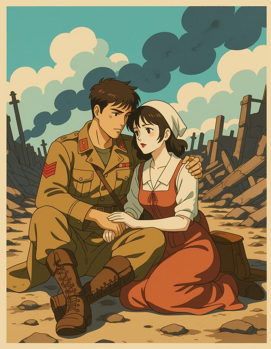 Poignant War-Time Love in Cel-Shaded Manga Style