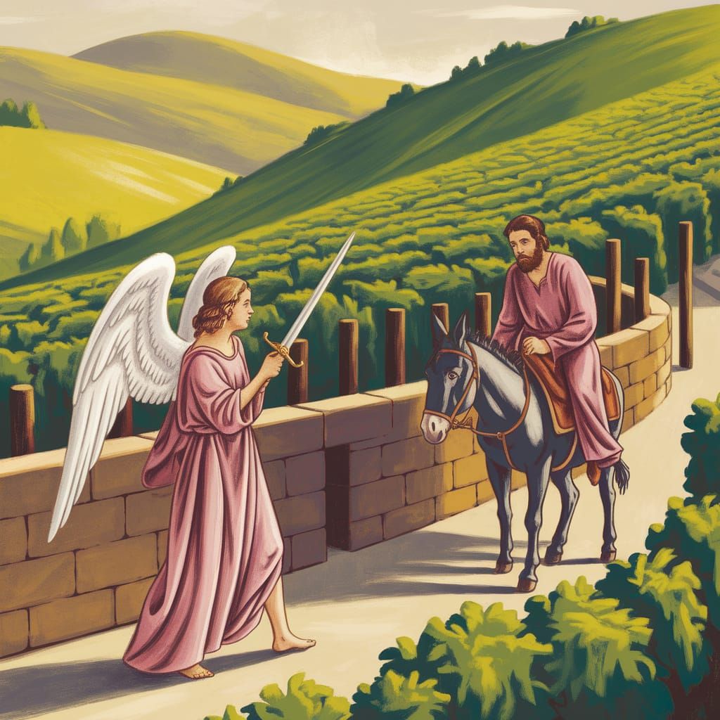 Angel of the Vineyard: Vintage Biblical Scene