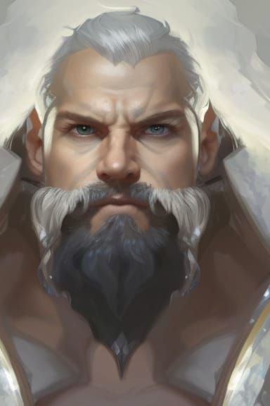 Hyperdetailed Portrait of a Silver-Haired Warrior