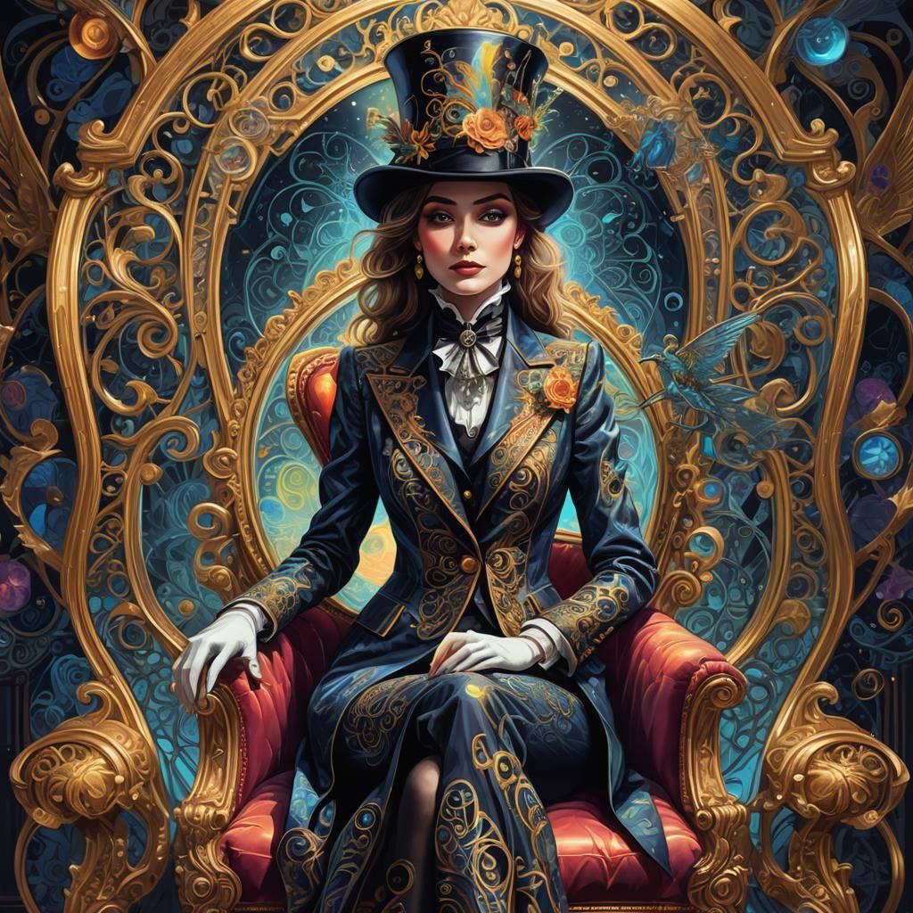 Psychedelic Lady Baroness in Plique-à-jour Illustration