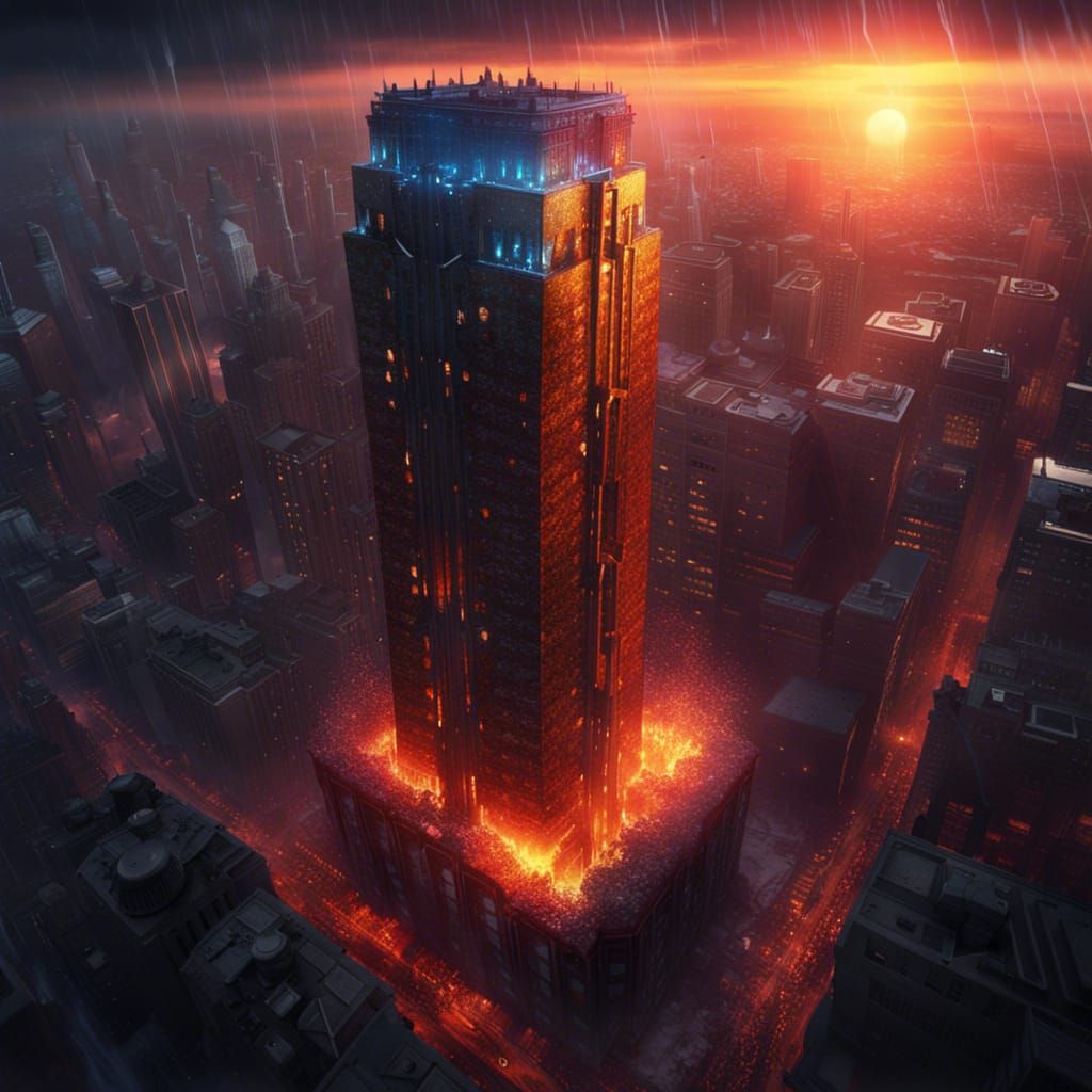 Fantasy Sabretooth in Rainstorm of Fire and Ice