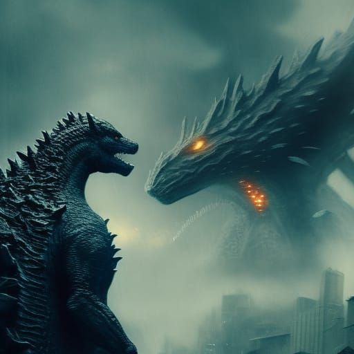 Godzilla Dark Fantasy Concept Art in 8k
