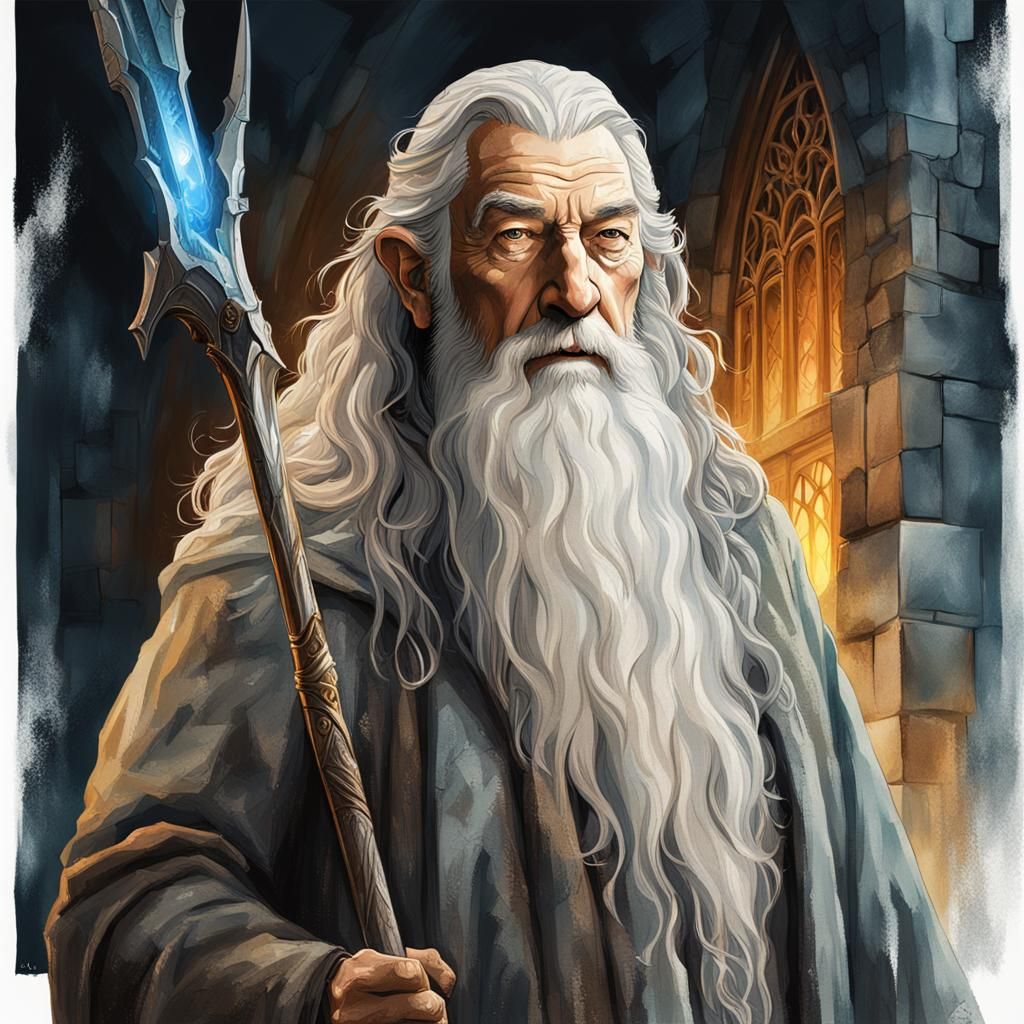 Gandalf the White in Erebor: Hyperrealistic Splash Art