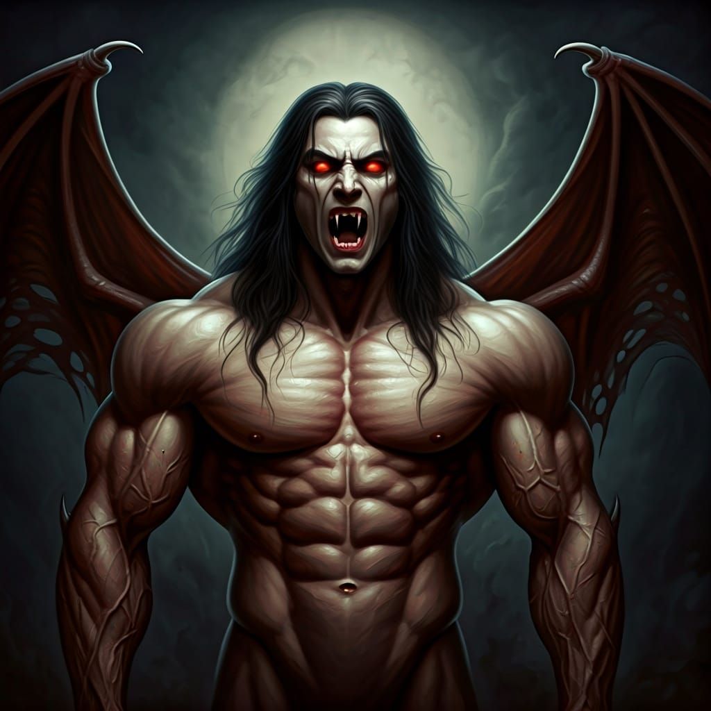 Winged Vampire in Dark Romantic Style