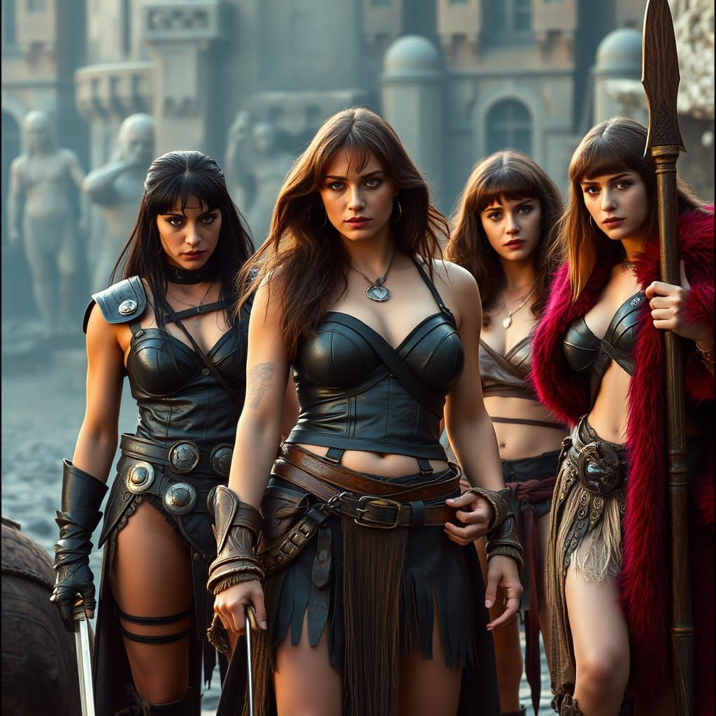 Medieval Warrior Women in a Ridley Scott Film Style