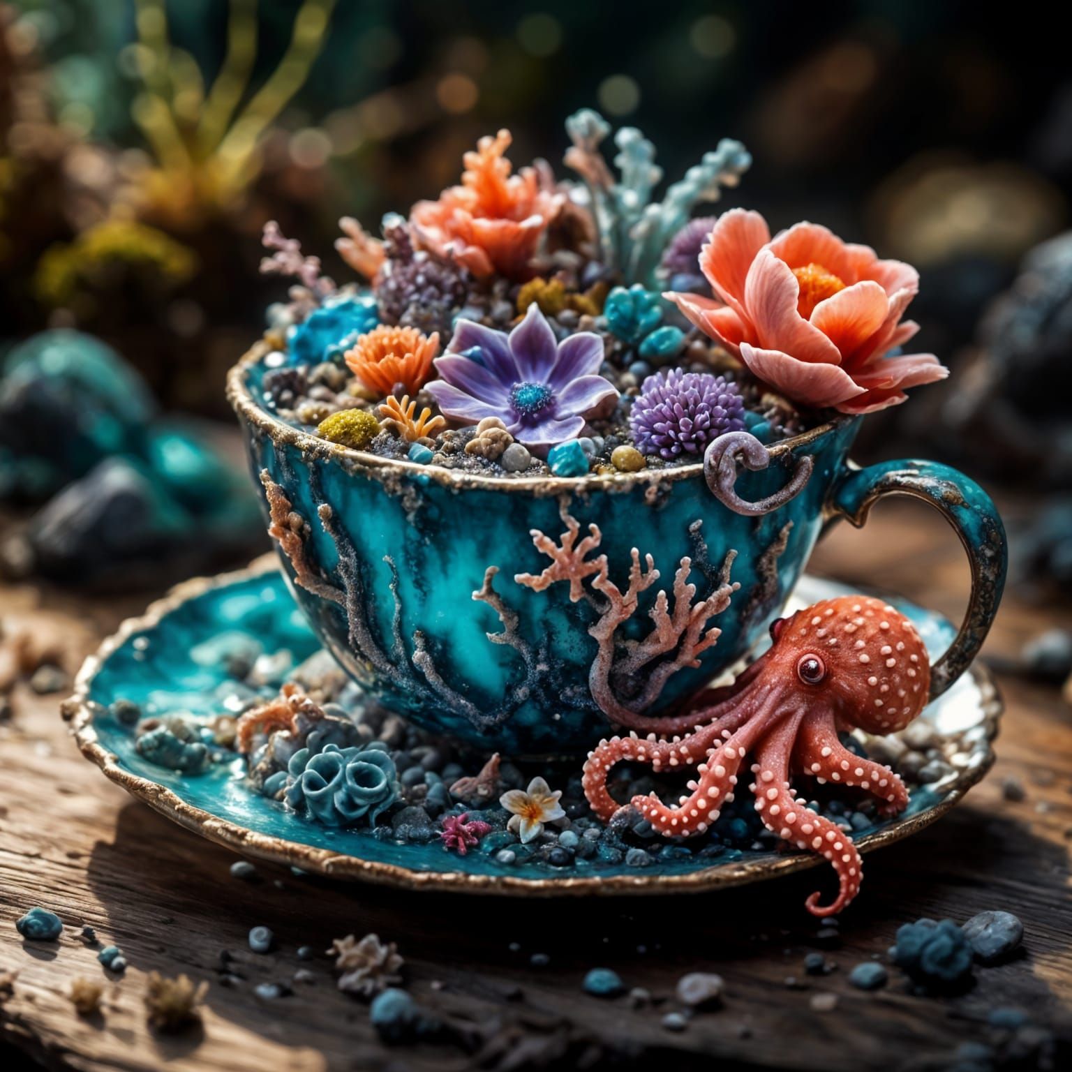 Octopus Fantasy seascape world in a cup