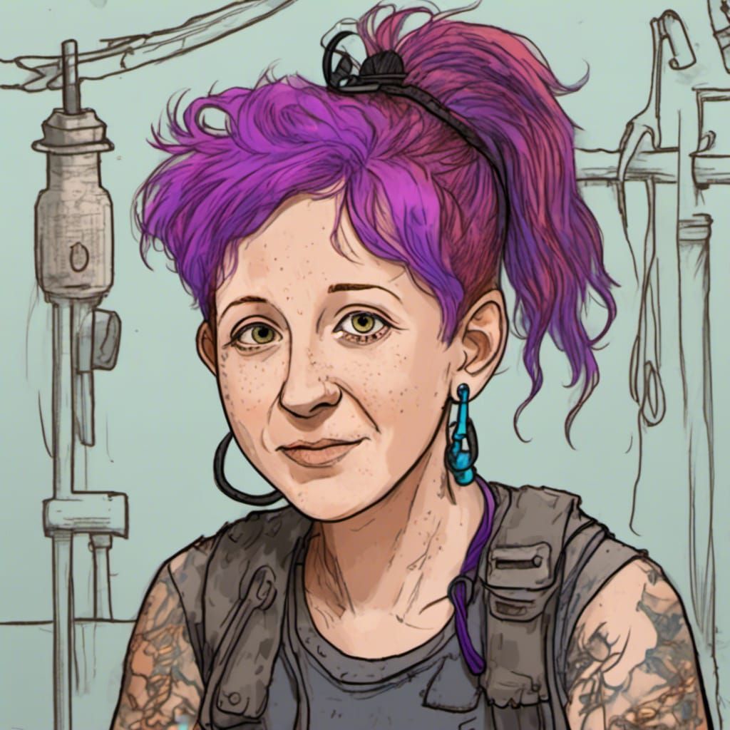 Anime Portrait in Organized Workshop, Disney Style