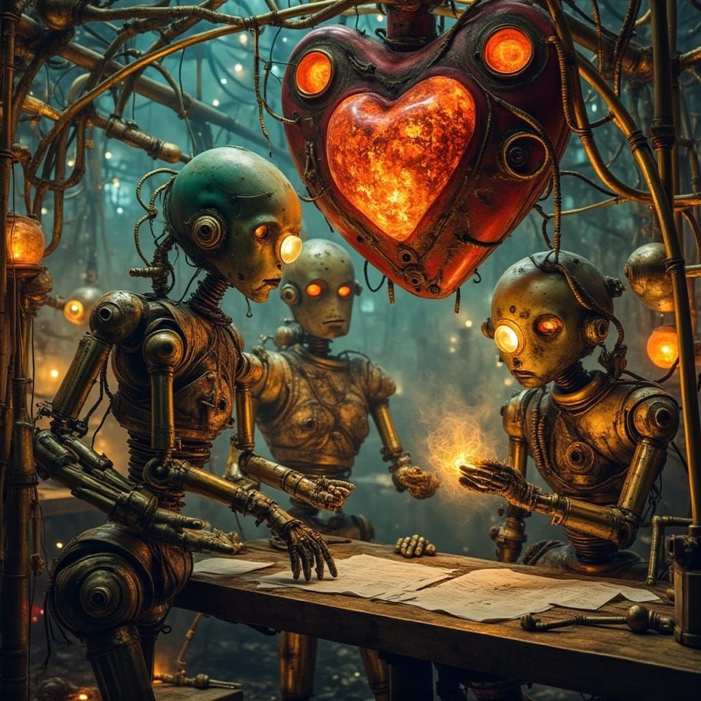 Steampunk Mechanical Heart Factory Forging Dreams