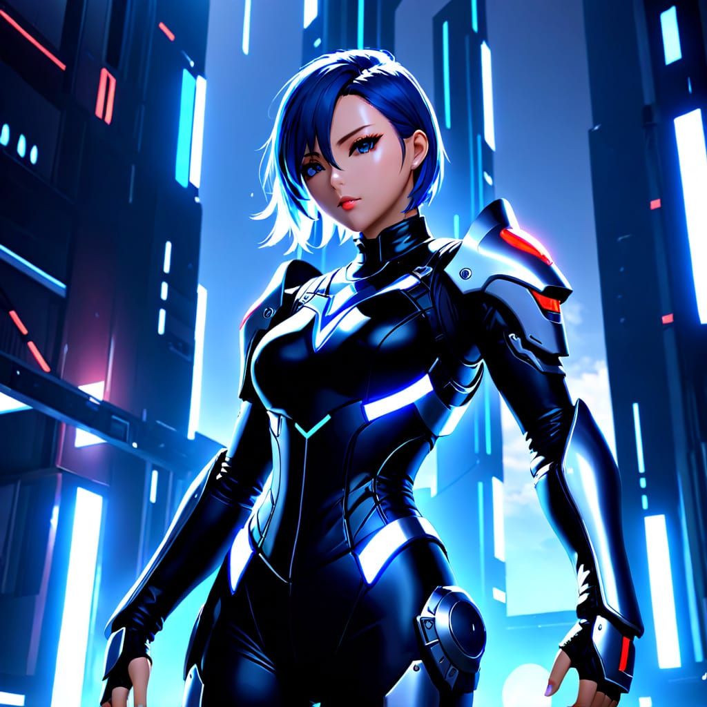 Girl in Futuristic Mech Suit in Epic Sci-Fi Landscape