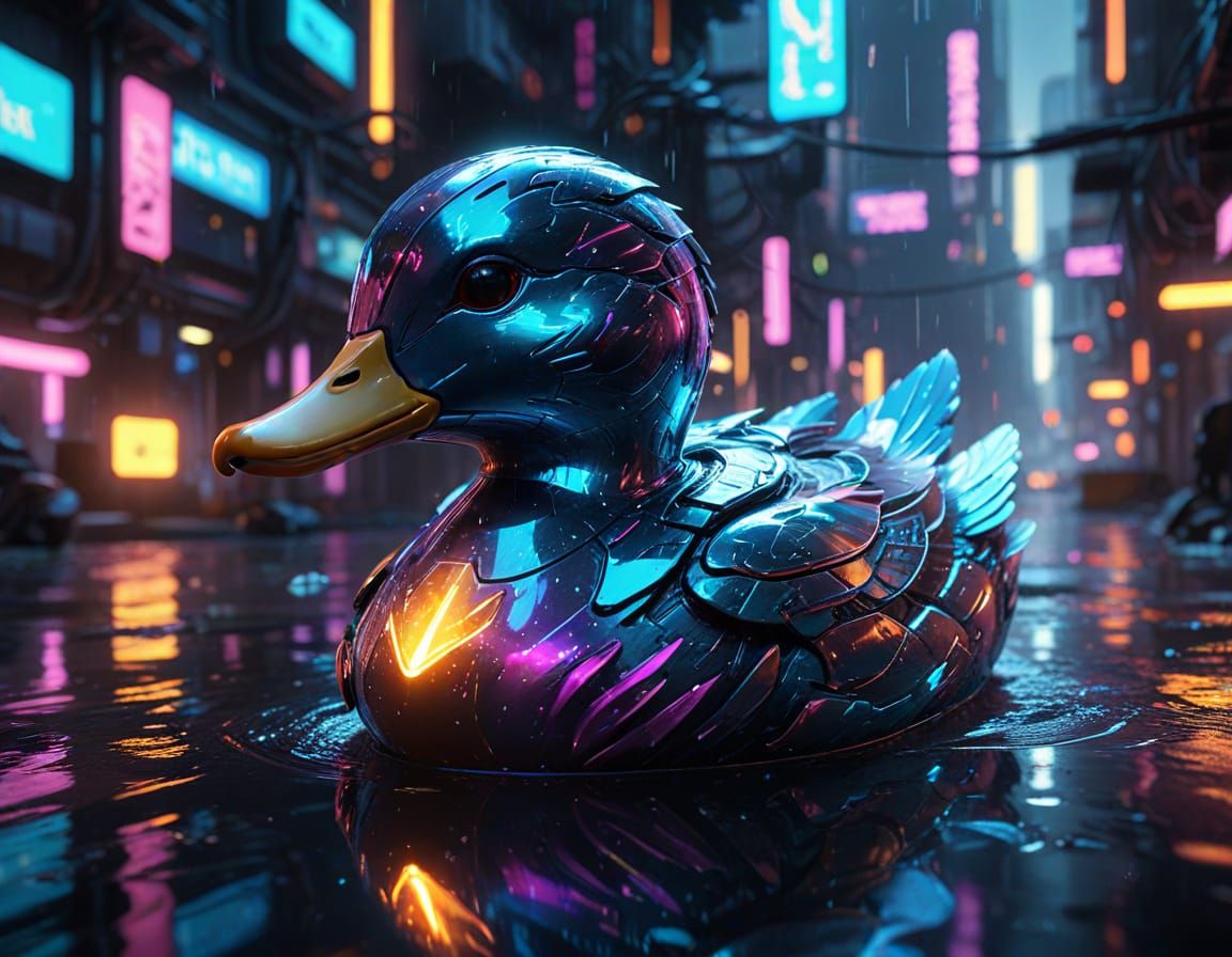 Cyber Duck in Neon Futurism