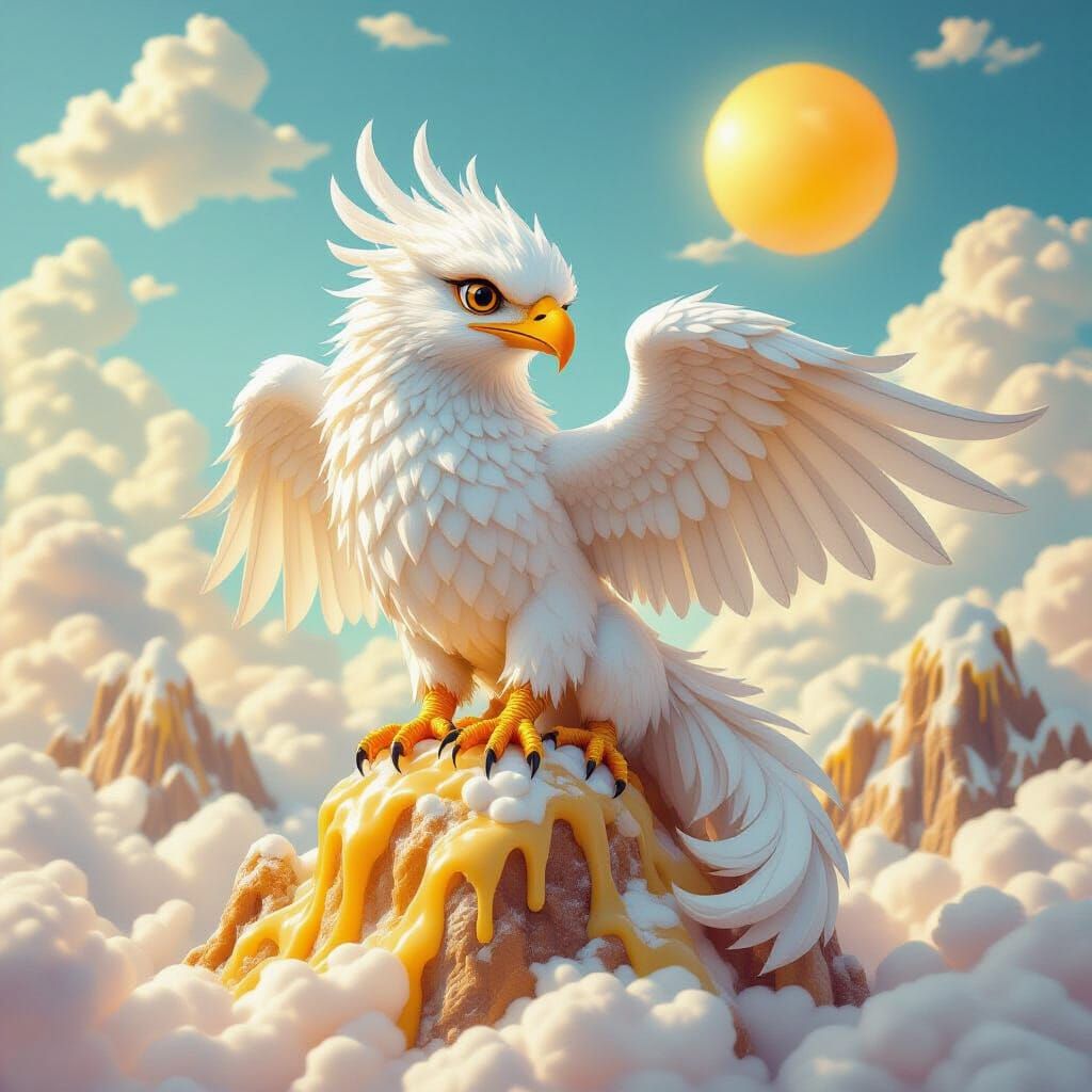 Majestic Griffin on Candy Mountains in Hyperrealistic Fantas...