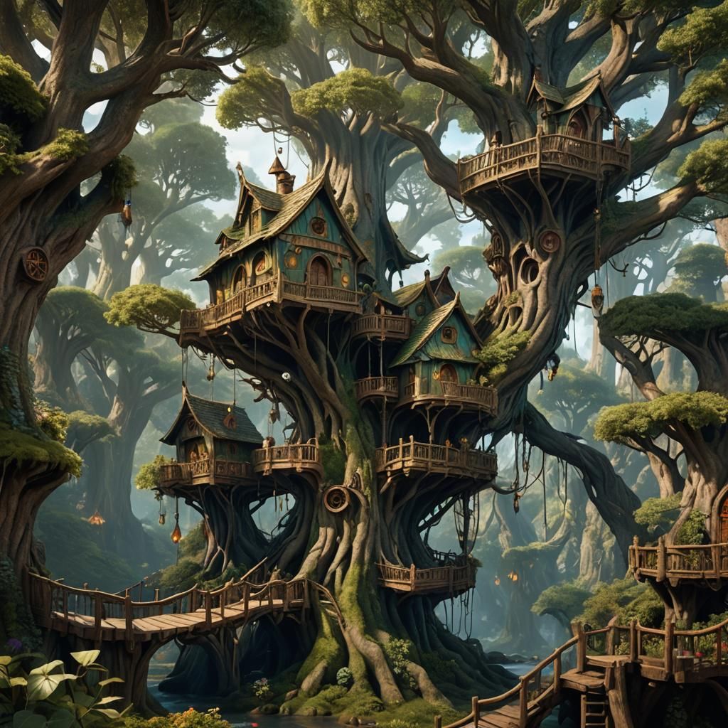 Elven Treehouse in Lord of the Rings Style