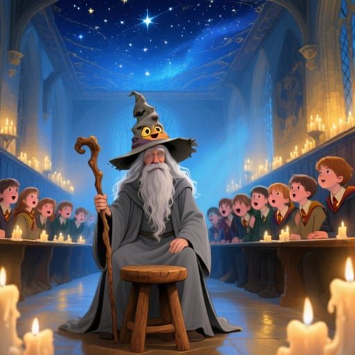 Gandalf at Hogwarts: A Whimsical Sorting Ceremony